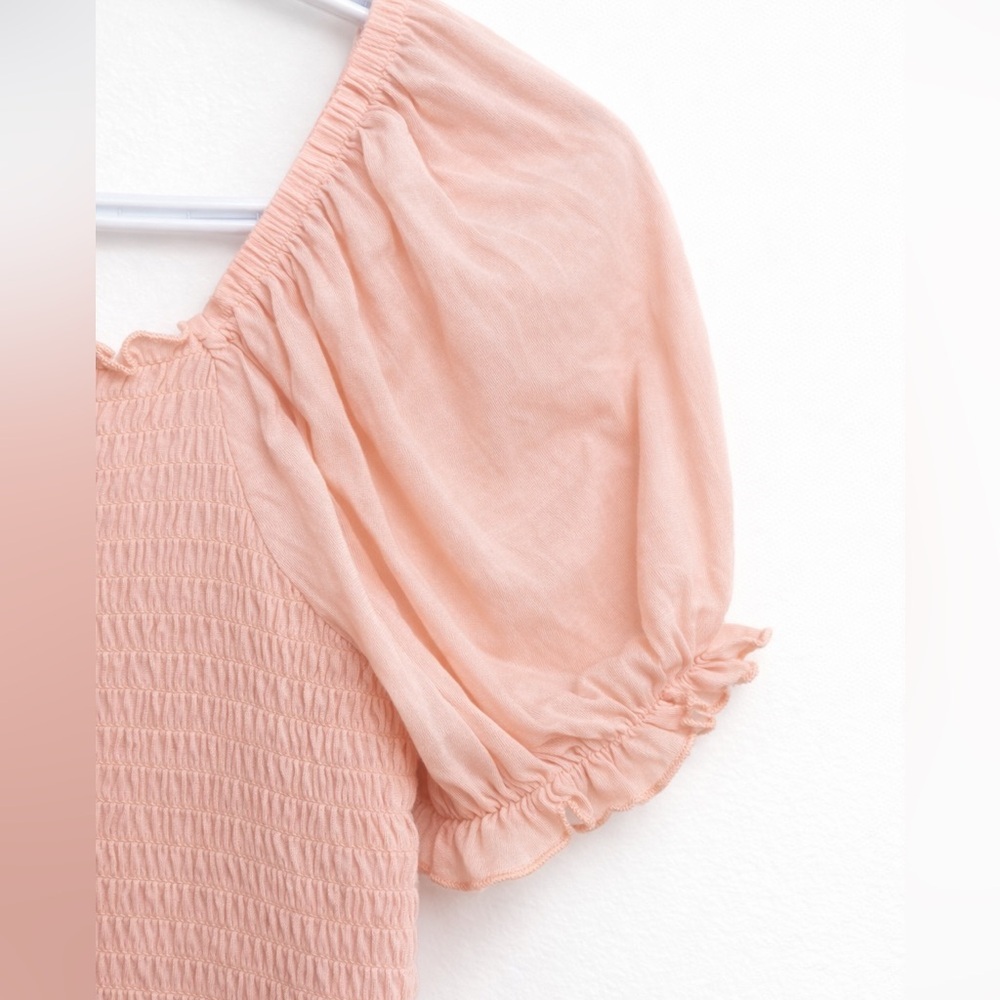 Vero Moda Pink Smocked Puff Sleeve Cute Top - XS - Picture 4 of 7